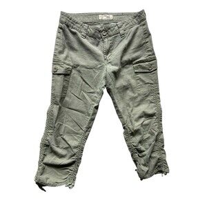 Vtg Y2K L.E.I. Crop Cargo Pants Size 7 Green Ripstop Paratrooper Utility 2000s